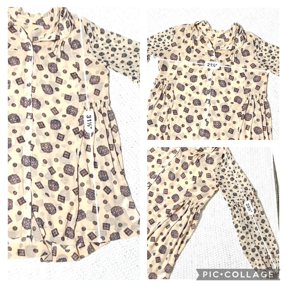 Free People Turn Turn Tea Combo Mini Dress Semi Sheer Balloon Sleeve SZ M - Picture 11 of 11